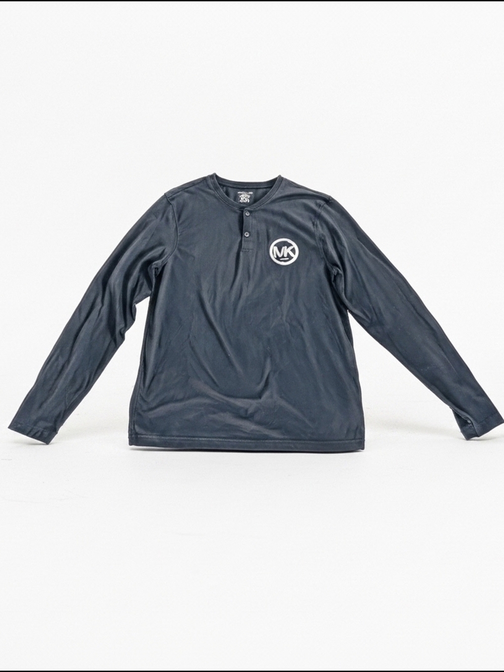 Michael Kors Black Long Sleeve Henley with MK Logo